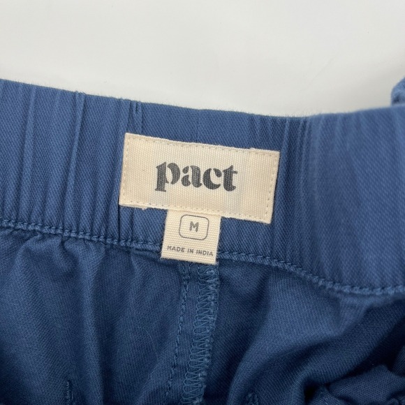Pact Women's Daily Twill Blue Cotton Shorts Elastic Waist Drawstring Size Medium - Picture 3 of 7